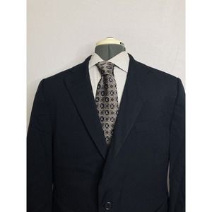 Hickey Freeman Mens Sport Coat Blazer Suit Jacket 42R 46" Navy Blue 2 Button